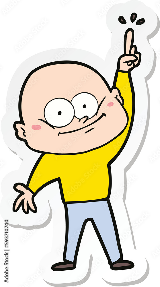 sticker of a cartoon bald man staring sticker of a cartoon bald man staring