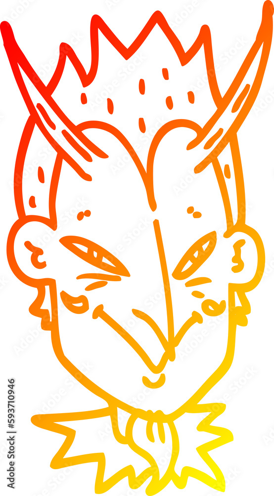 Fototapeta premium warm gradient line drawing cartoon devil face