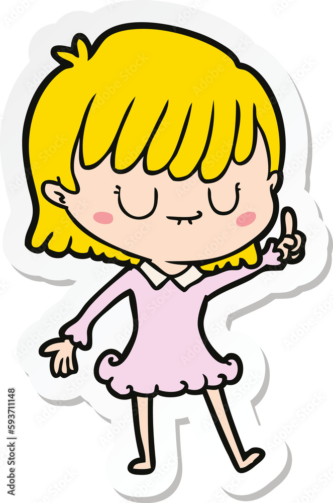 sticker of a cartoon woman