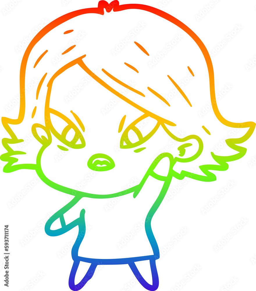 rainbow gradient line drawing cartoon stressed woman rainbow gradient line drawing cartoon stressed woman