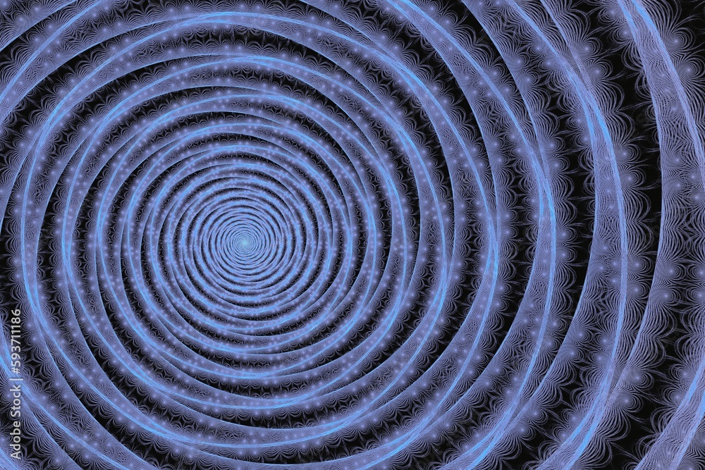 Blue swirling pattern of crooked ribbons on a black background. Abstract fractal 3D rendering Blue swirling pattern of crooked ribbons on a black background. Abstract fractal 3D rendering