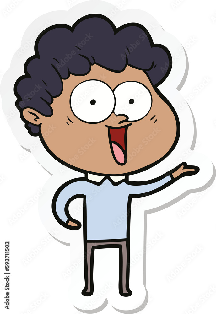 sticker of a excited man cartoon