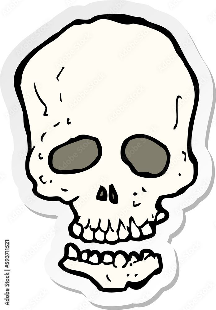 sticker of a cartoon skull