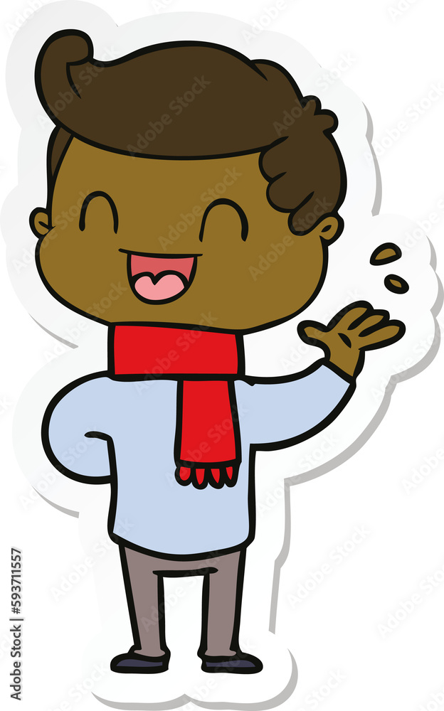 sticker of a cartoon happy man sticker of a cartoon happy man