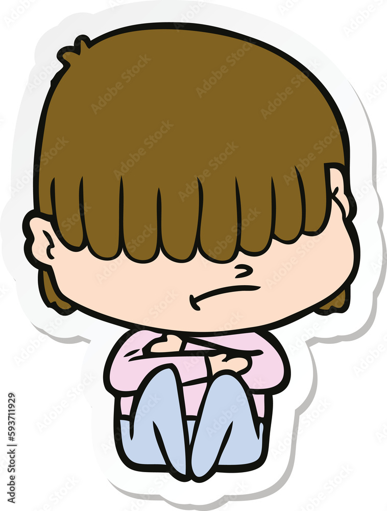 sticker of a cartoon boy with untidy hair sticker of a cartoon boy with untidy hair