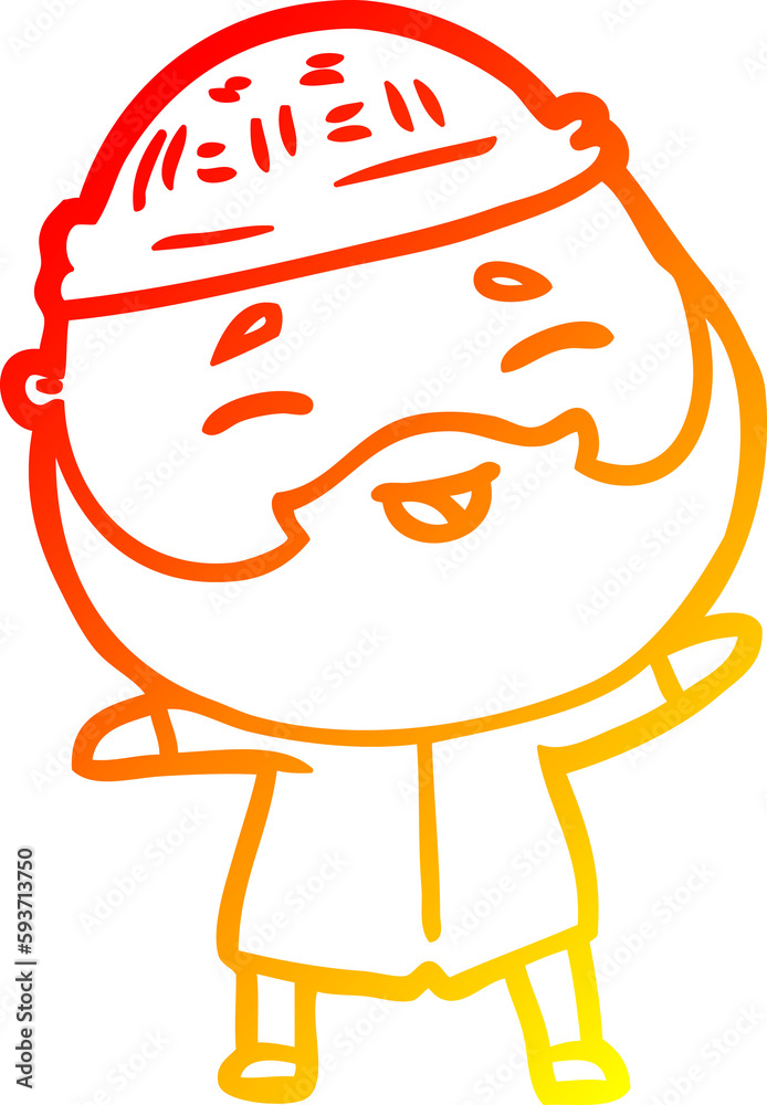 warm gradient line drawing cartoon happy bearded man warm gradient line drawing cartoon happy bearded man