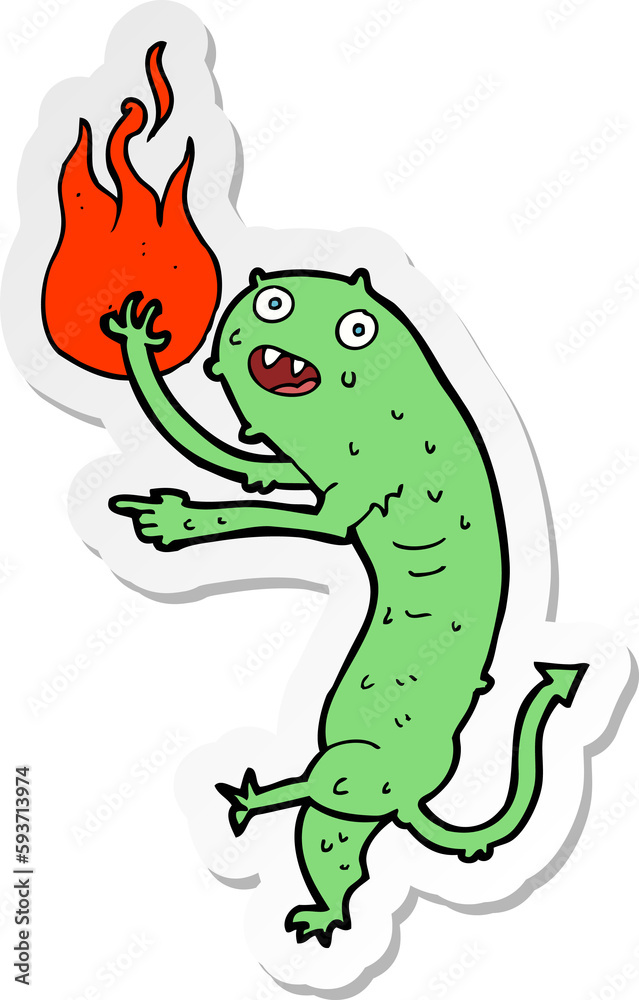 sticker of a cartoon little imp sticker of a cartoon little imp