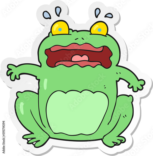 sticker of a cartoon funny frightened frog