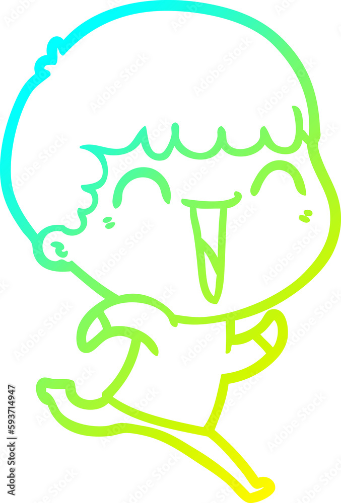 cold gradient line drawing cartoon happy man cold gradient line drawing cartoon happy man