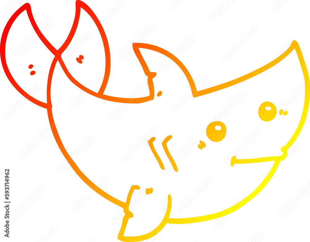 Obraz premium warm gradient line drawing cartoon shark