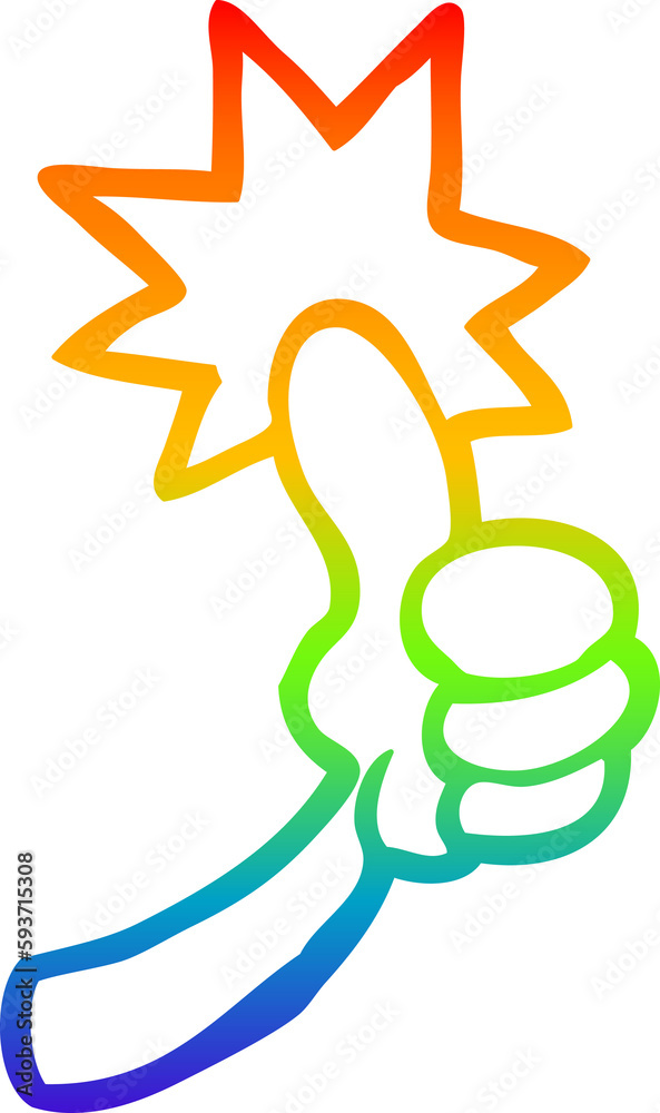 rainbow gradient line drawing cartoon thumbs up sign rainbow gradient line drawing cartoon thumbs up sign