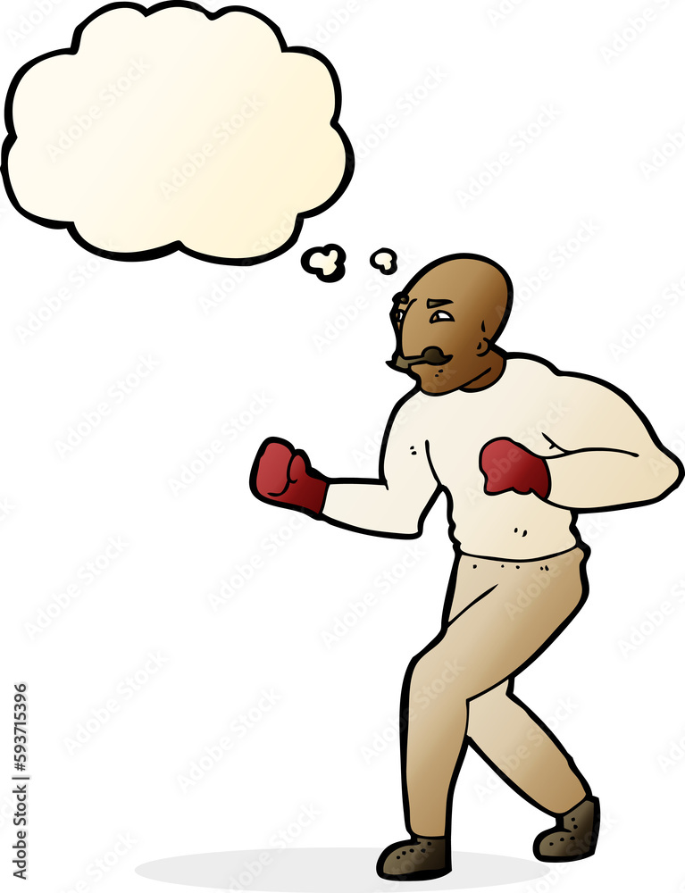 cartoon boxer with thought bubble cartoon boxer with thought bubble
