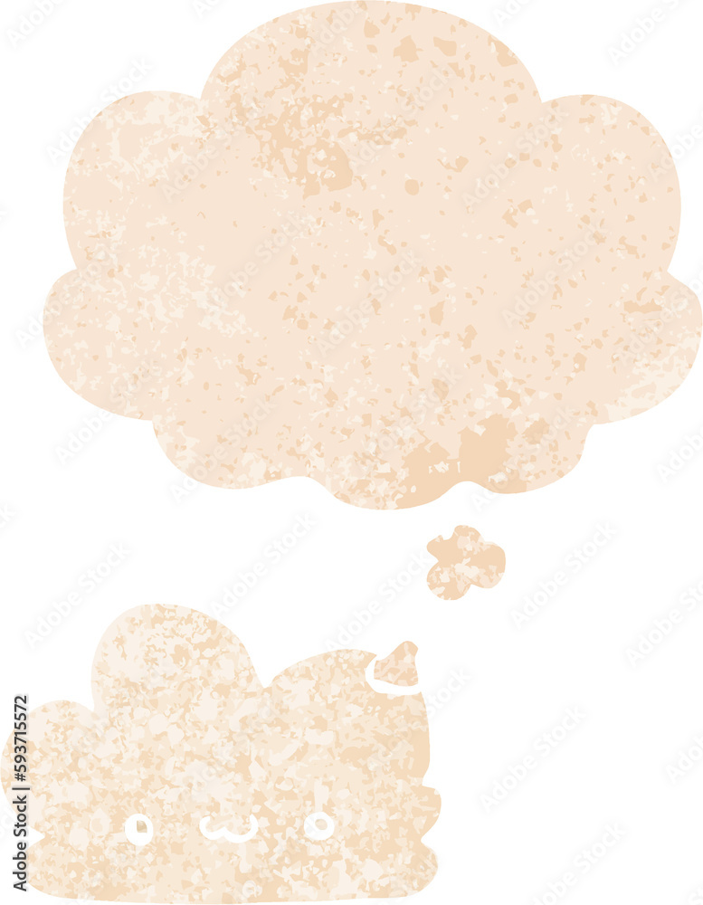 cute cartoon cloud and thought bubble in retro textured style cute cartoon cloud and thought bubble in retro textured style