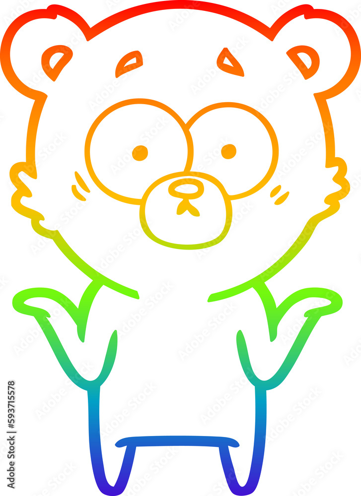 Obraz premium rainbow gradient line drawing cartoon bear shrugging shoulders