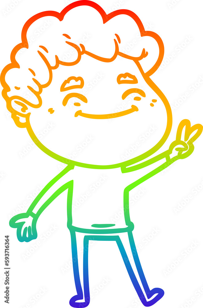 rainbow gradient line drawing cartoon friendly man rainbow gradient line drawing cartoon friendly man