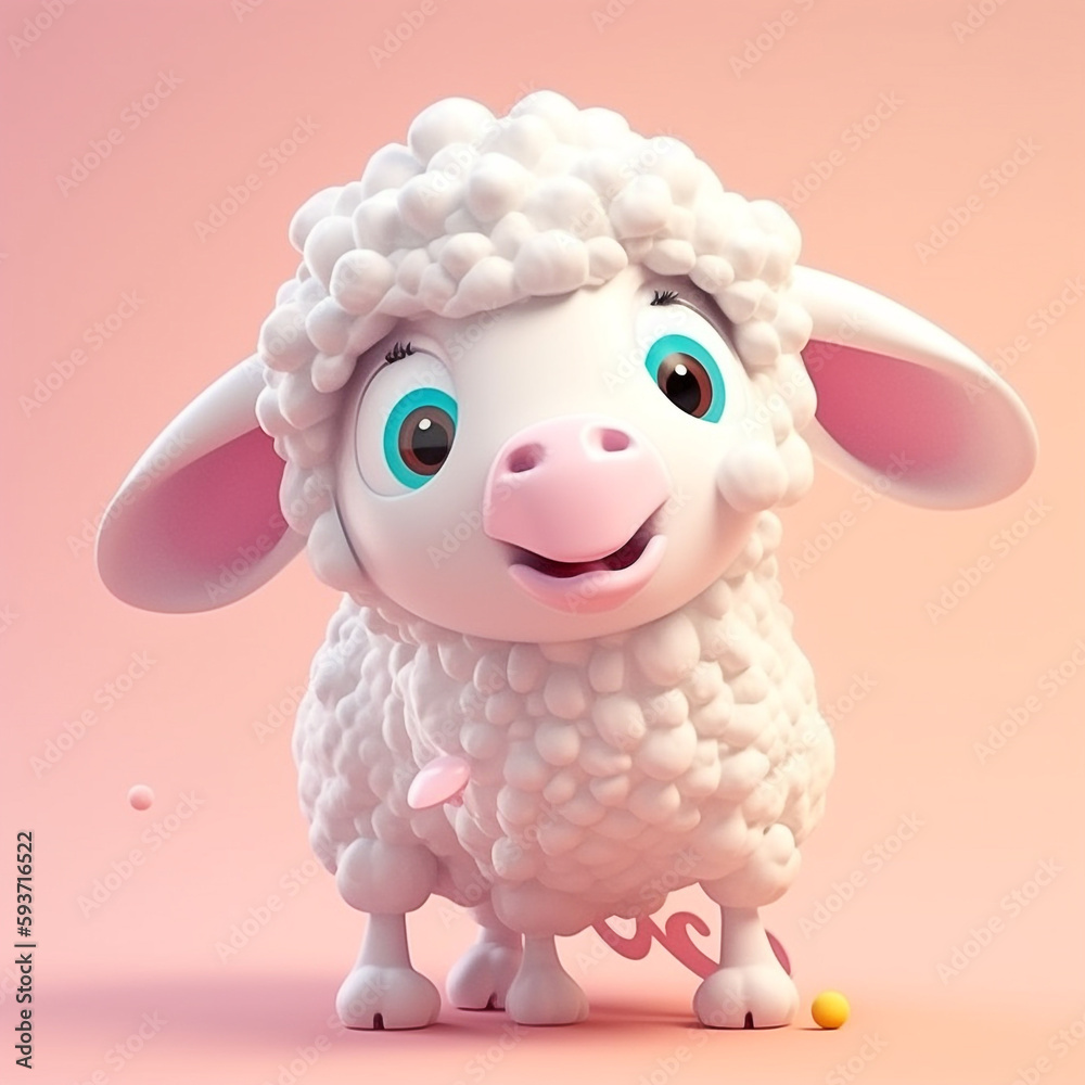 Sheep cartoon, Sheep illustrated character, Sheep 2D character, Cute ...