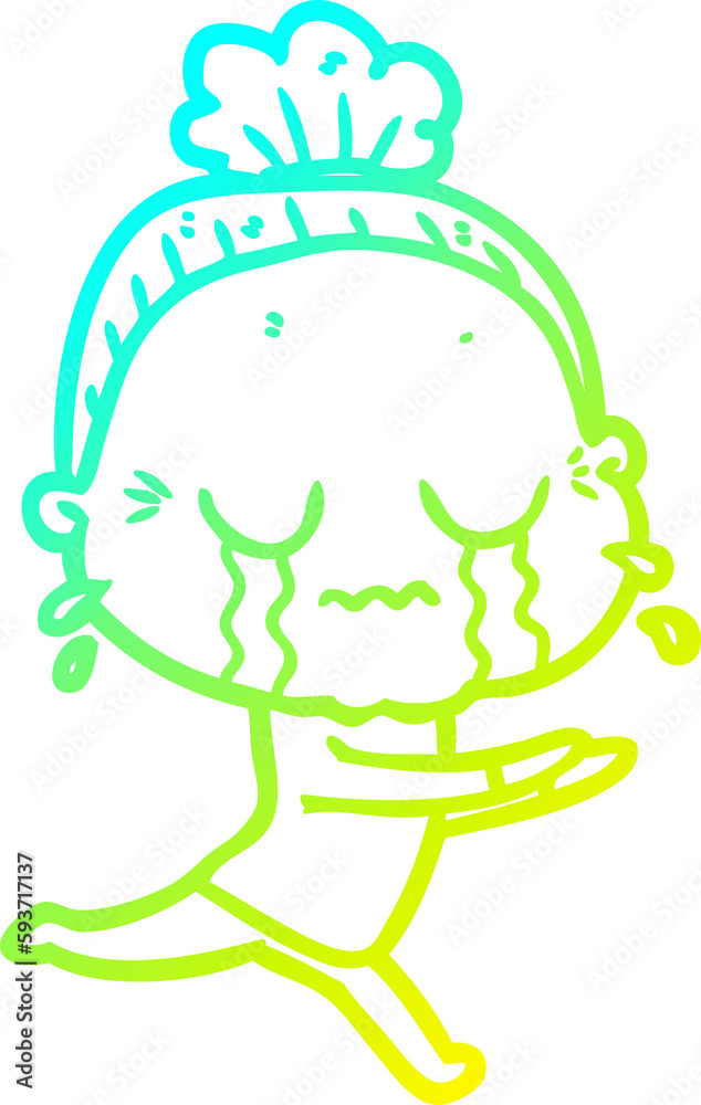 cold gradient line drawing cartoon crying old lady cold gradient line drawing cartoon crying old lady