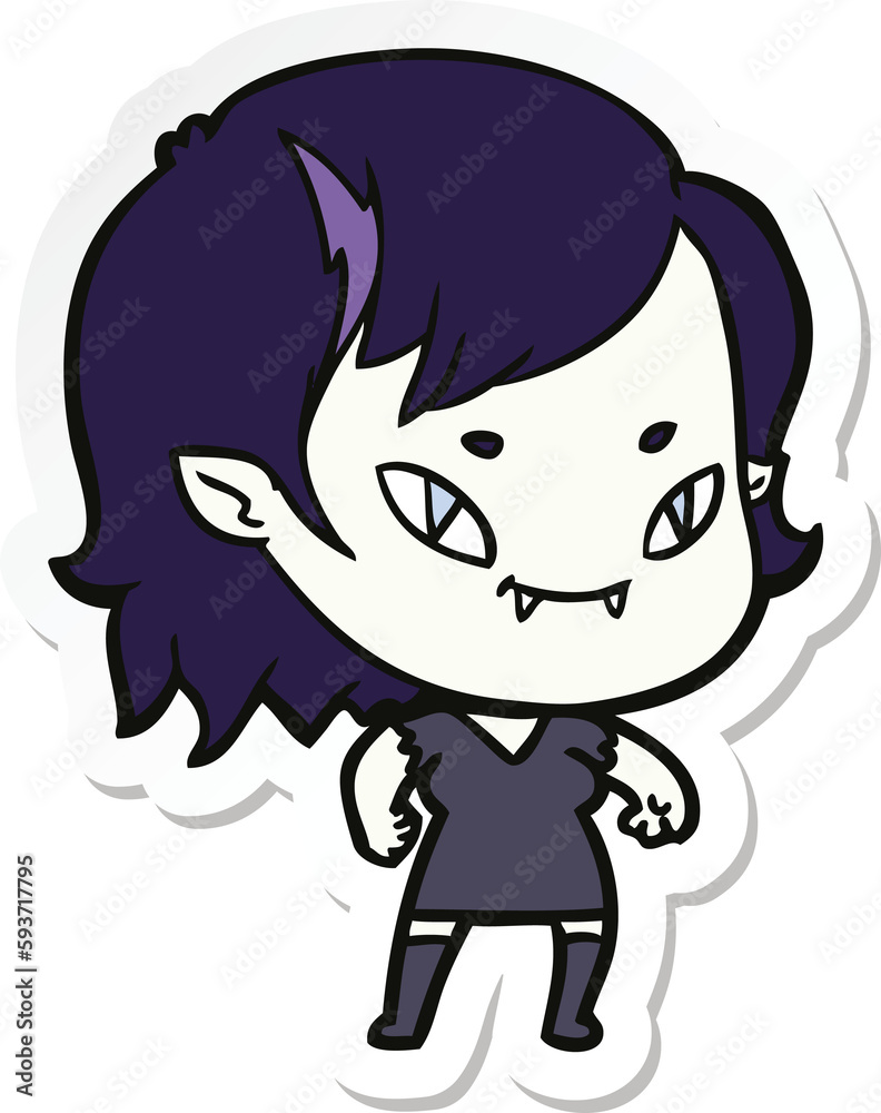 sticker of a cartoon friendly vampire girl sticker of a cartoon friendly vampire girl