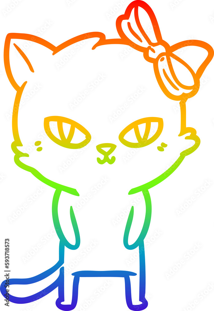 rainbow gradient line drawing cute cartoon cat rainbow gradient line drawing cute cartoon cat
