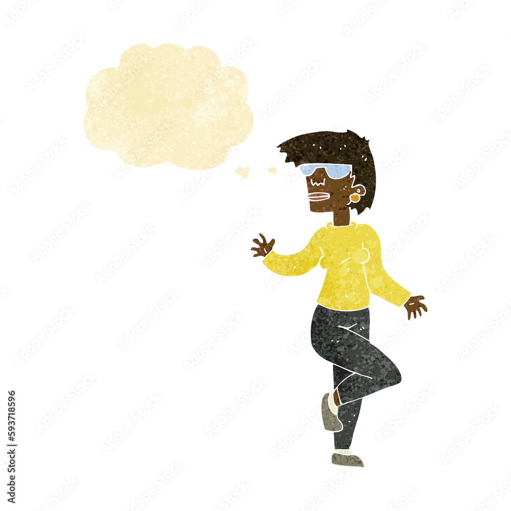 Fototapeta premium cartoon woman waving with thought bubble