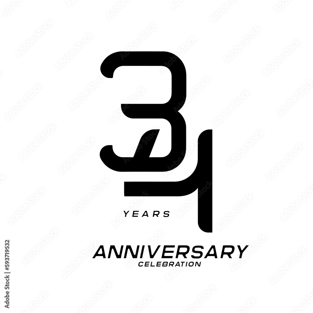 Obraz premium 34 years anniversary celebration logotype