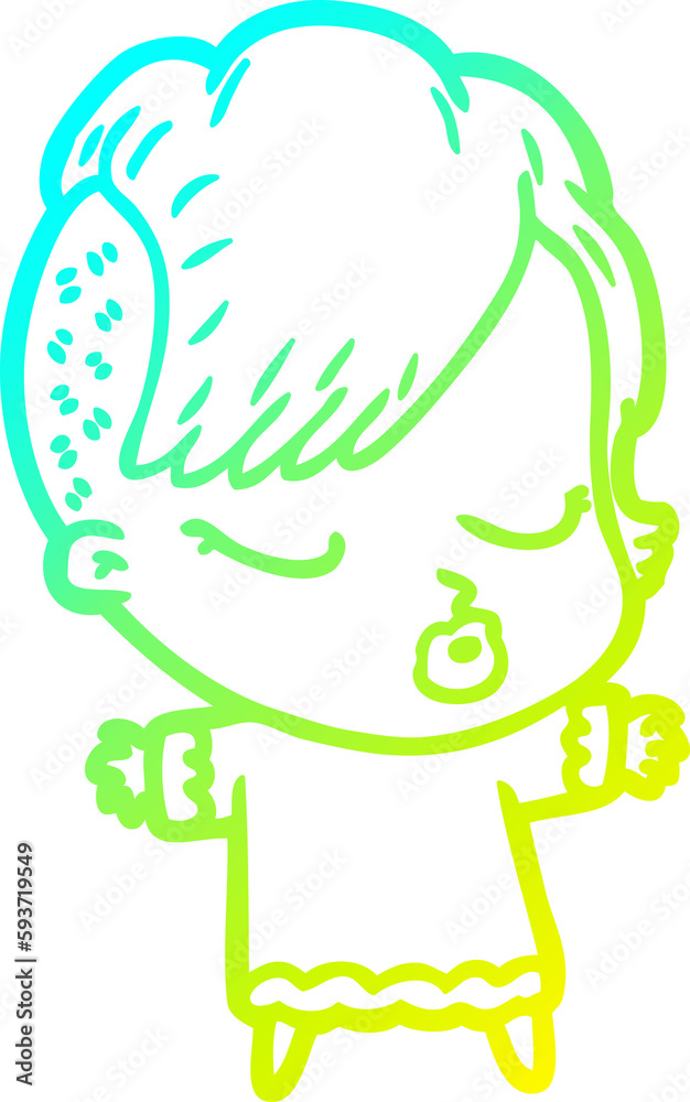 cold gradient line drawing cartoon pretty hipster girl cold gradient line drawing cartoon pretty hipster girl