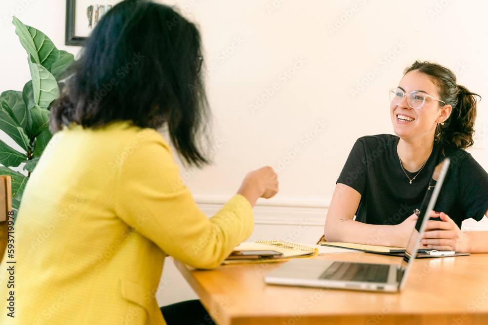 young happy woman in business meeting young happy woman in business meeting