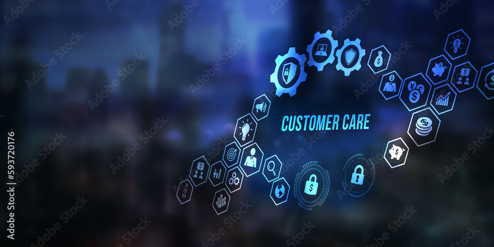 Internet, business, Technology and network concept. Individual customer service and CRM. Customer care. 3d illustration