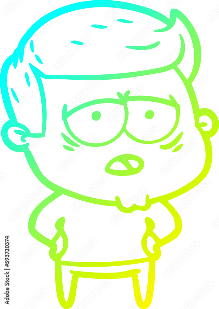 cold gradient line drawing cartoon tired man cold gradient line drawing cartoon tired man