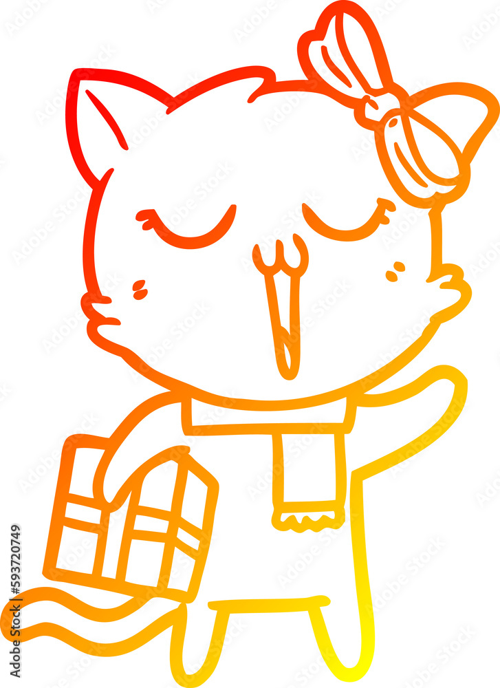 warm gradient line drawing cartoon cat warm gradient line drawing cartoon cat