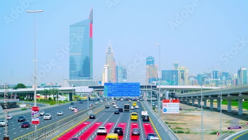 Sheikh Zayed road traffic, Dubai, UAE photo