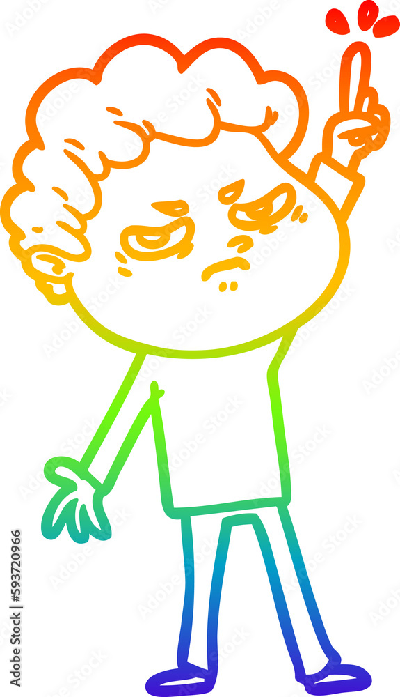 rainbow gradient line drawing cartoon angry man rainbow gradient line drawing cartoon angry man