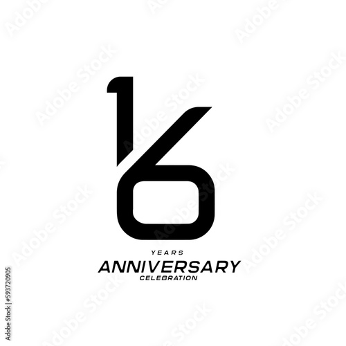 16 years anniversary celebration logotype