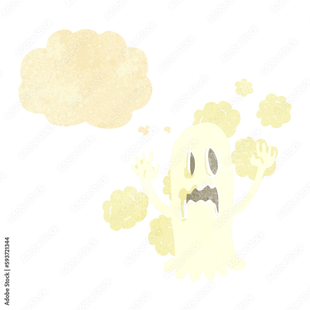 cartoon spooky ghost with thought bubble cartoon spooky ghost with thought bubble