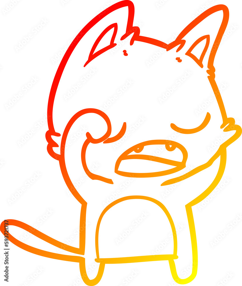 warm gradient line drawing talking cat cartoon
