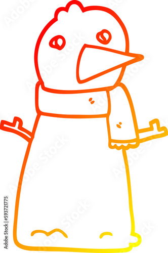 warm gradient line drawing cartoon snowman