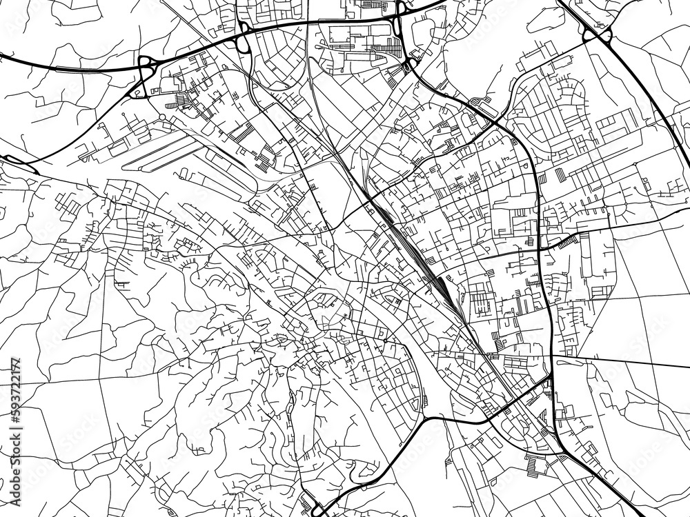 Road map of the city of  Bamberg in Germany on a transparent background.