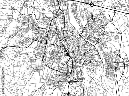 Road map of the city of Augsburg in Germany on a transparent background.