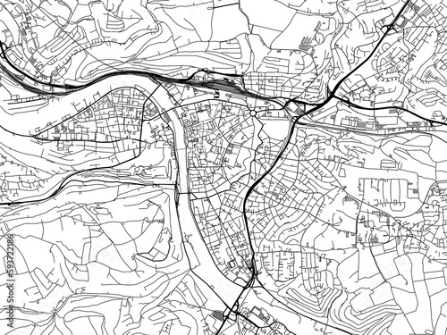 Road map of the city of  Wurzburg in Germany on a transparent background.