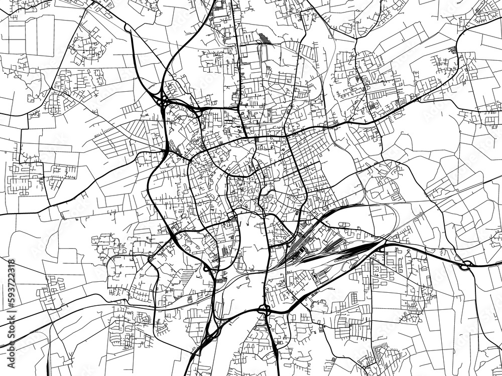 Road map of the city of  Braunschweig in Germany on a transparent background.