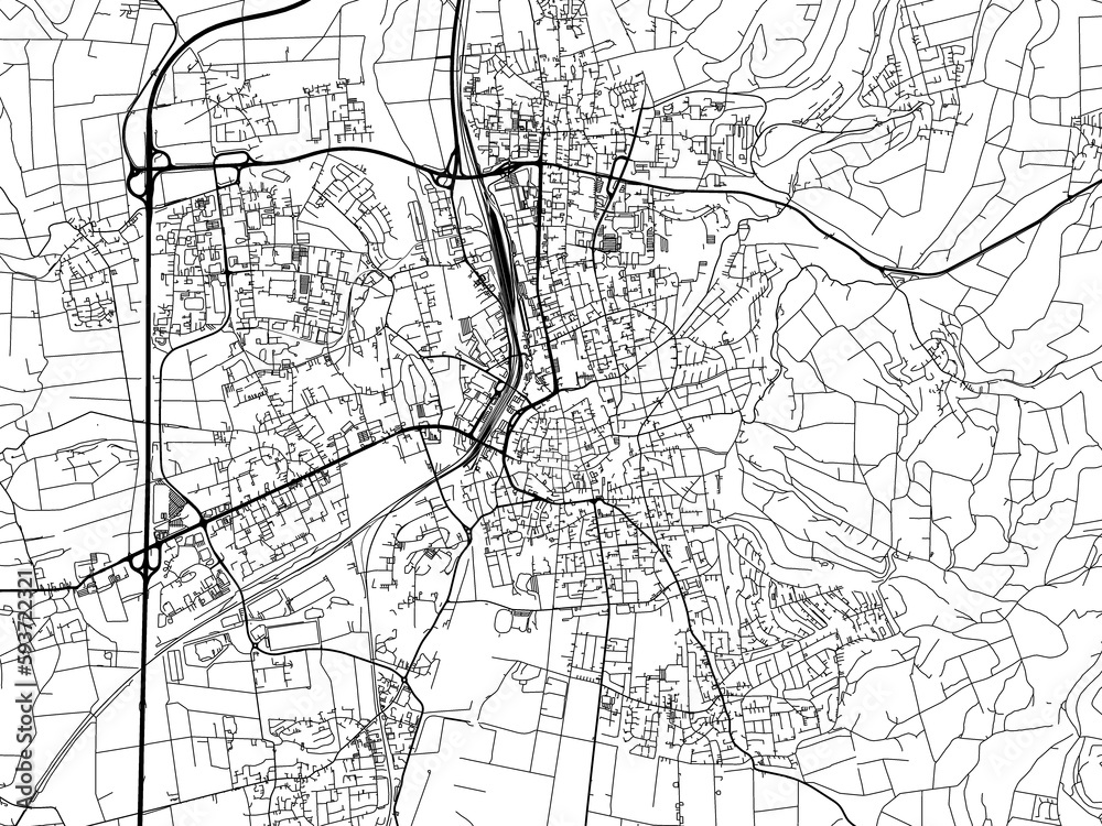 Naklejka premium Road map of the city of Gottingen in Germany on a transparent background.