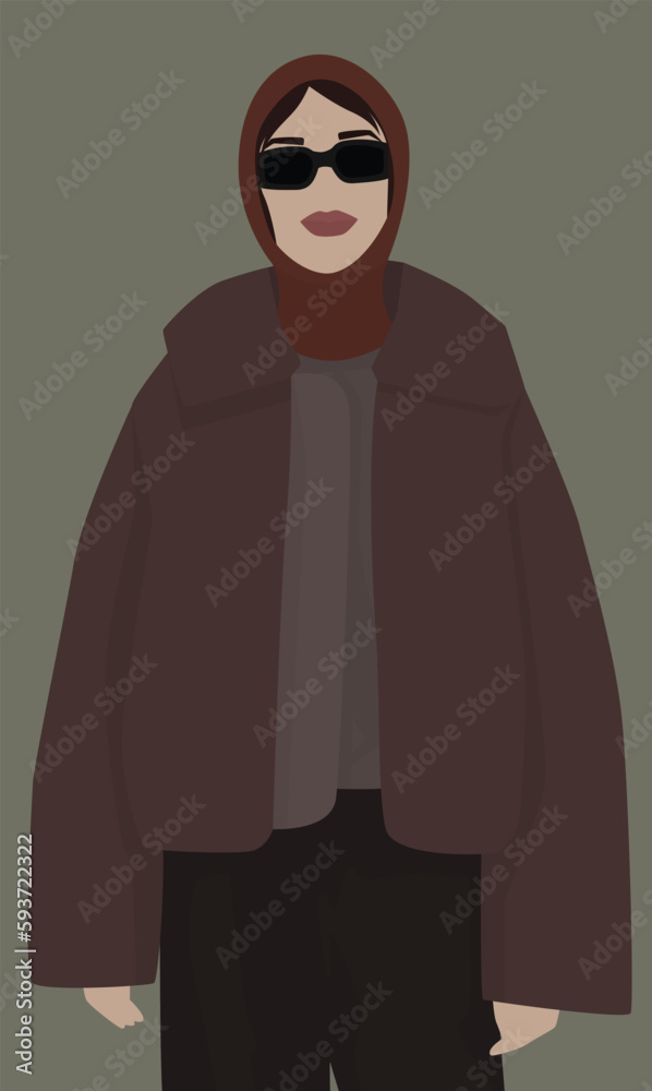 Vector flat image of a young girl in a balaclava, glasses, jacket and pants. Girl dressed in warm winter clothes. Illustration for avatars, posters, backgrounds, templates, textiles, postcards. Vector flat image of a young girl in a balaclava, glasses, jacket and pants. Girl dressed in warm winter clothes. Illustration for avatars, posters, backgrounds, templates, textiles, postcards.
