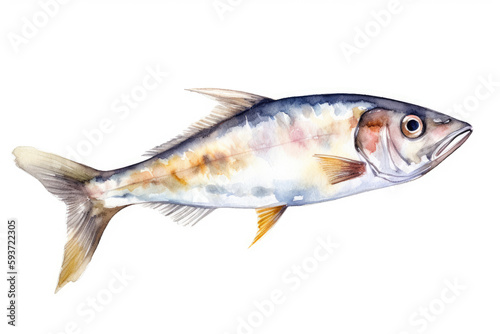 Fish isolated on a white background watercolor, Generative AI