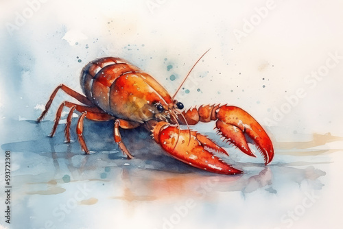 Lobster watercolor, Generative AI
