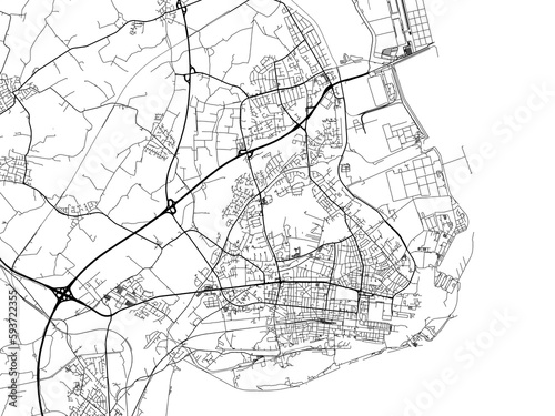 Road map of the city of  Wilhelmshaven in Germany on a transparent background.