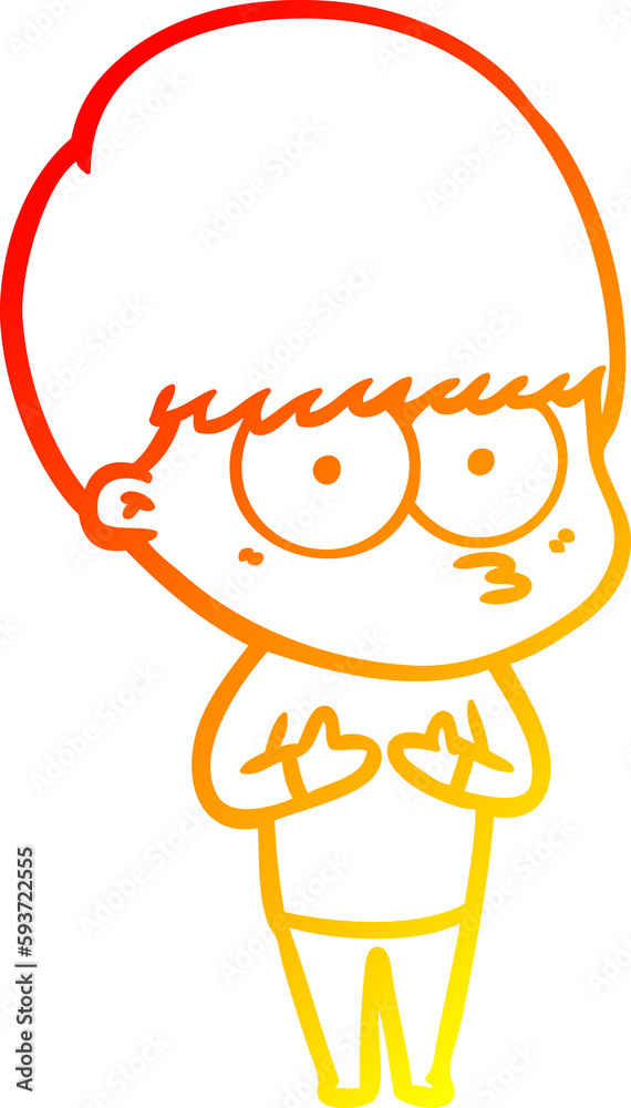 warm gradient line drawing nervous cartoon boy warm gradient line drawing nervous cartoon boy