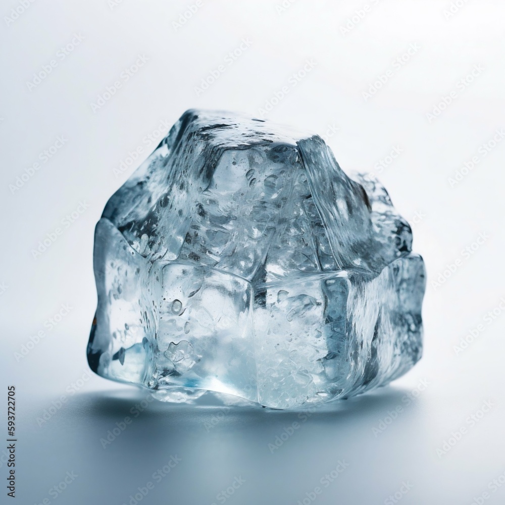 Obraz premium Single Ice Cube on White Background. Generative ai