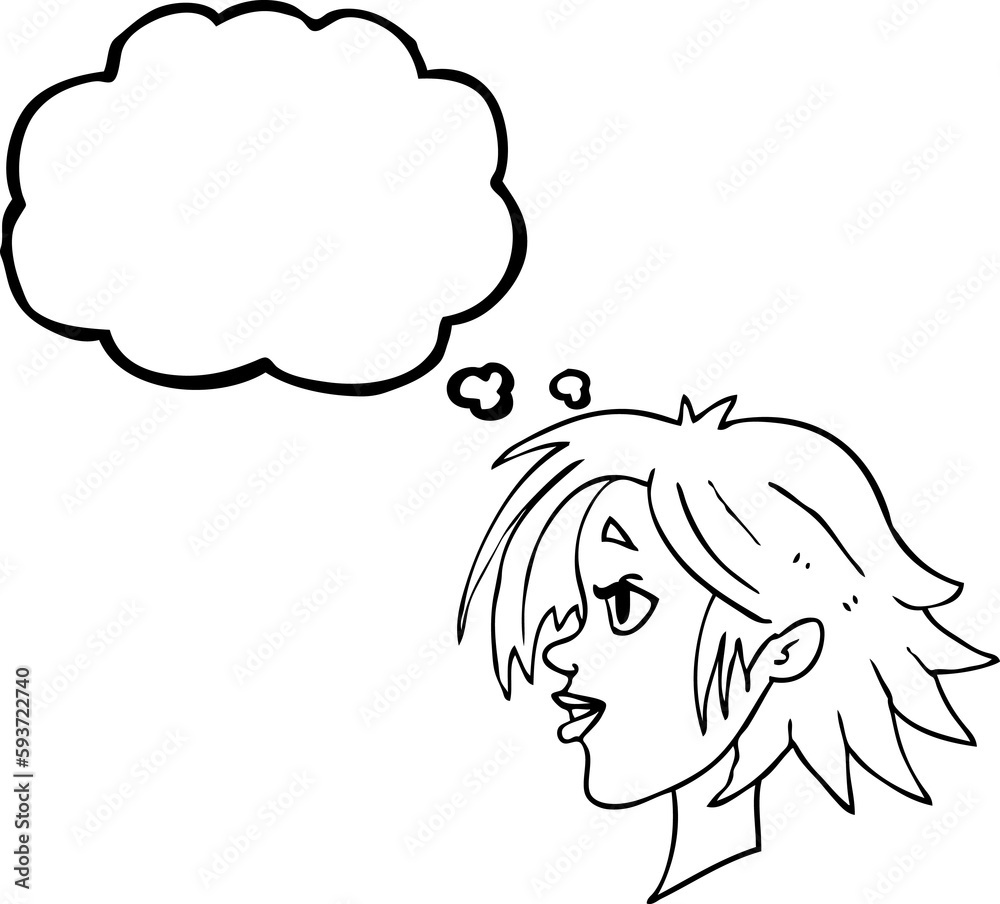 thought bubble cartoon happy female face thought bubble cartoon happy female face