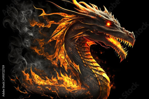 Fire Dragon. AI generation
