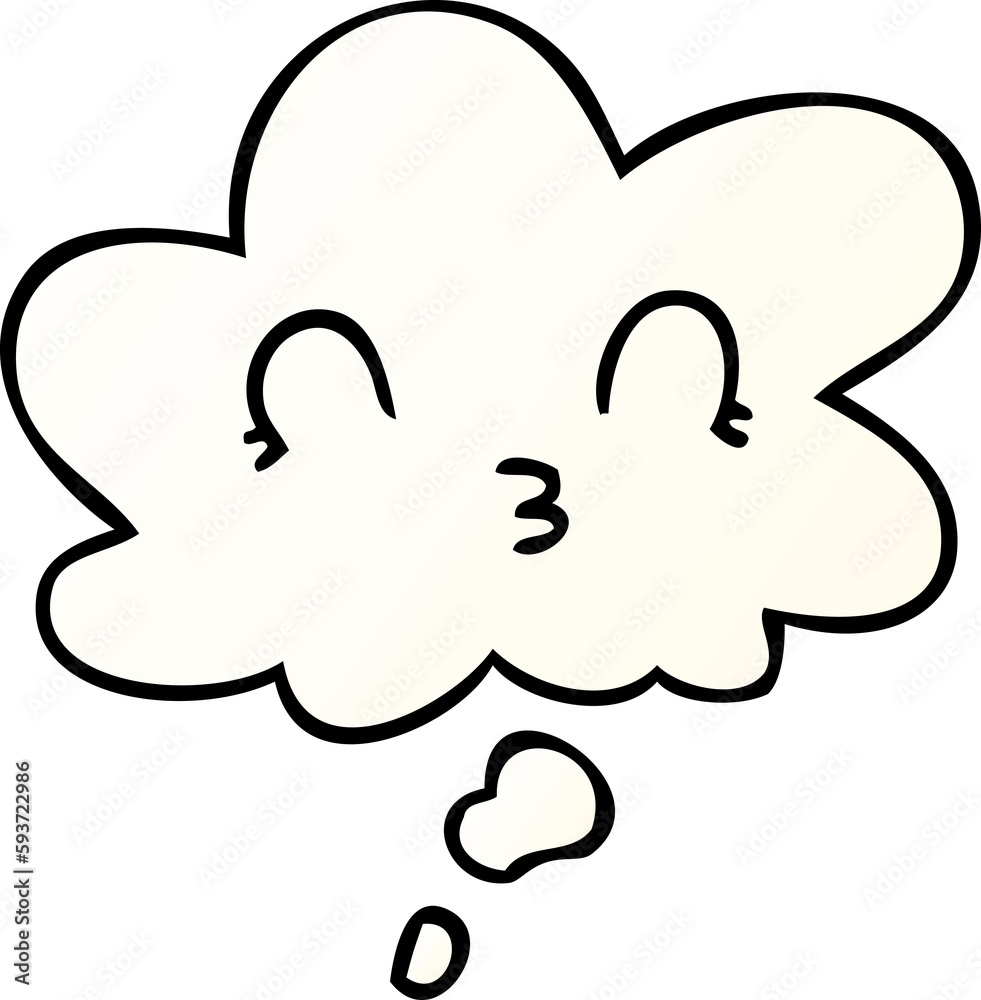 happy cartoon face and thought bubble in smooth gradient style happy cartoon face and thought bubble in smooth gradient style